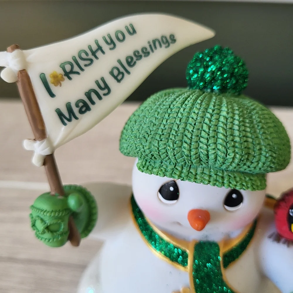 I-rish You Many Blessings Precious Moments Snowman Christmas Figurine‎ Decor
